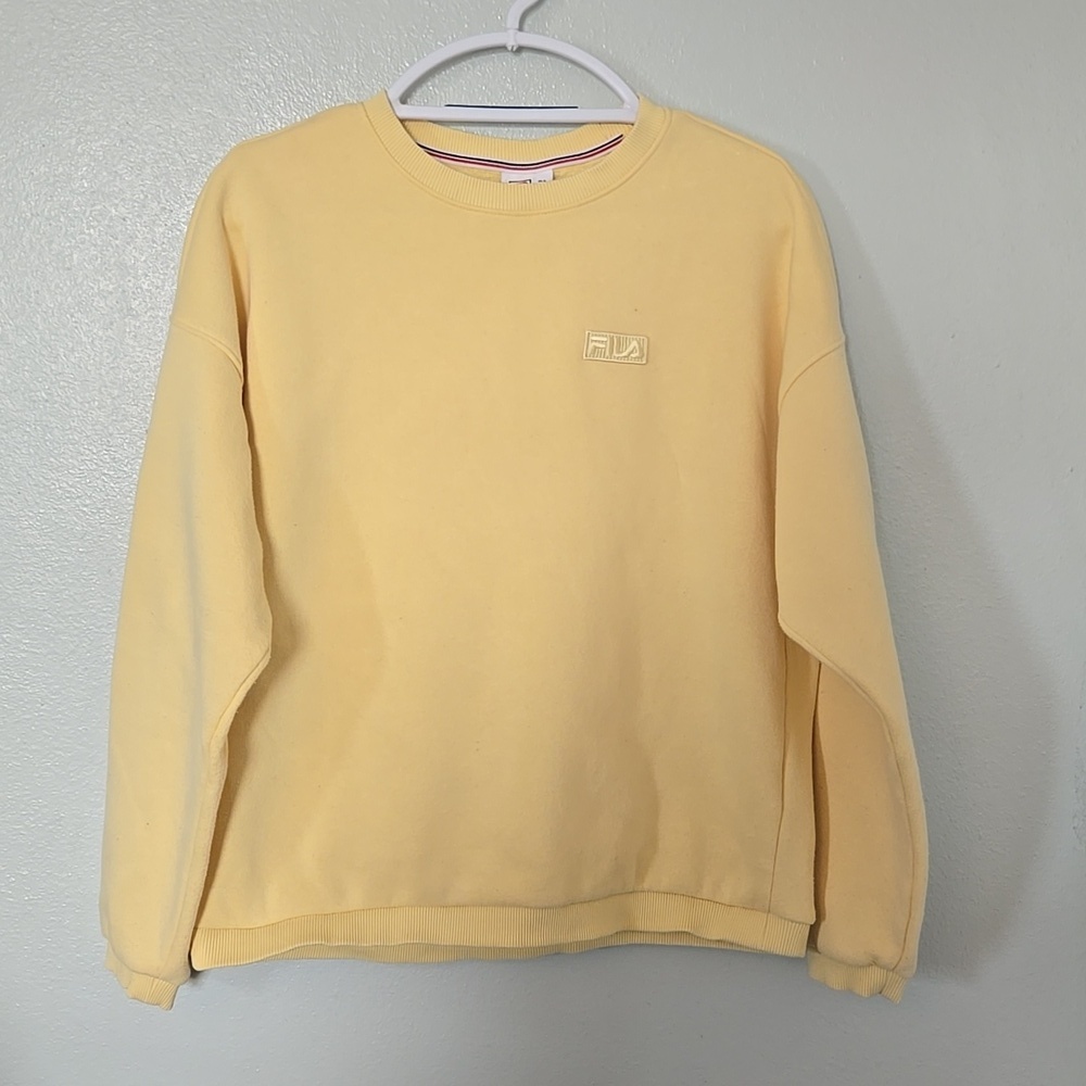 Fila | Butter Yellow Crew Neck Sweatshirt Size Large - Picture 1 of 8